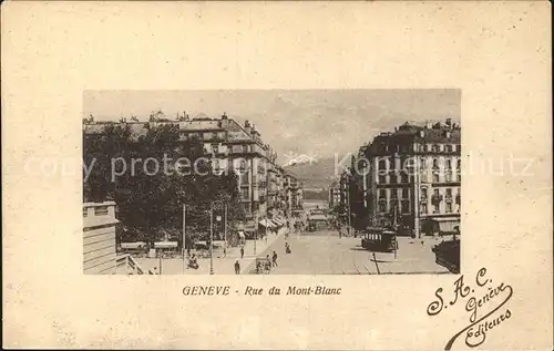 Geneve GE Rue du Mont Blanc mit Strassenbahn Kat. Geneve