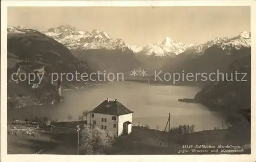 Urnersee Schloesschen Beroldingen mit Bristenstock Kat. Brunnen