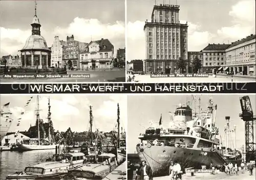 Wismar Mecklenburg Alte Wasserkunst Hochhaus am Platz des Friedens Hafen Schiff Albatros