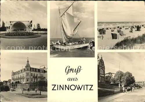 Zinnowitz Ostseebad Konzertpavillon Strand Segelboot
