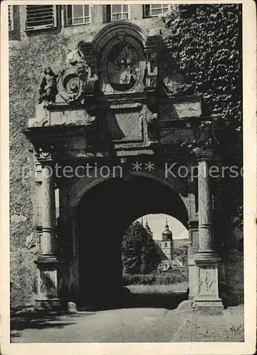 Schmalkalden Blick durchs Schlosstor zur Stadtkirche Kat. Schmalkalden