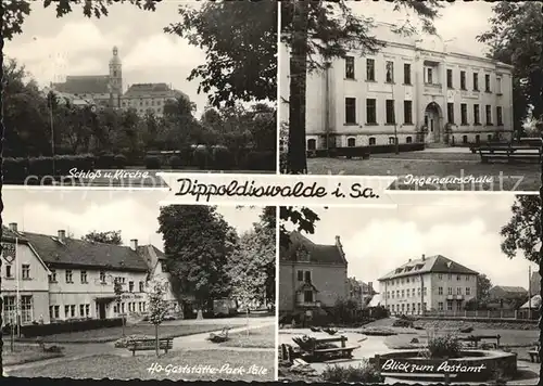 Dippoldiswalde Osterzgebirge Schloss und Kirche Ingenieurschule Postamt Kat. Dippoldiswalde
