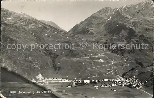 Andermatt Fliegeraufnahme mit Oberalp Kat. Andermatt