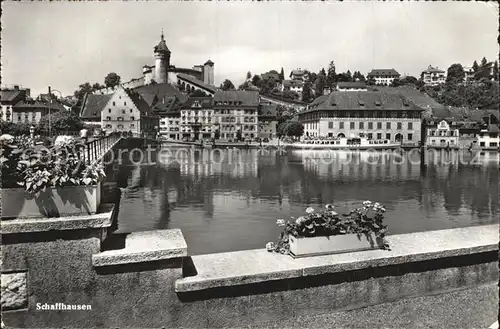 Schaffhausen SH Rheinpartie mit Munot Kat. Schaffhausen