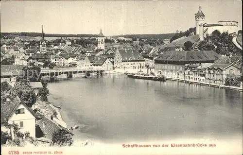 Schaffhausen SH Blick von der Eisenbahnbruecke aus Kat. Schaffhausen