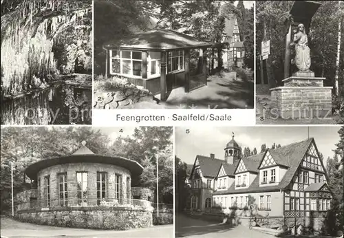 Saalfeld Saale Mittlere Grotte Kasse Bergmannsplastik Brunnentempel Quellenhaus und Gaststaette Kat. Saalfeld