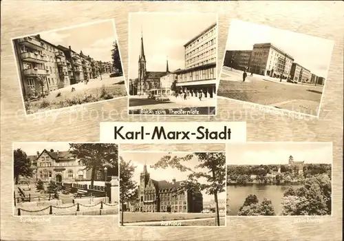 Karl Marx Stadt Theaterplatz Rathaus Suedbahnhof Kat. Chemnitz