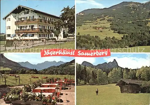 Samerberg Gasthof und Pension Jaegerhaeusl Terrasse Blockhuette Kat. Samerberg Grainbach