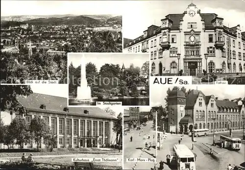 Aue Sachsen Stadtblick Stadtgarten Rathaus Kulturhaus Karl Marx Platz Kat. Aue