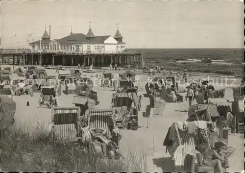 Ahlbeck Ostseebad Strand Seebruecke Kat. Heringsdorf Insel Usedom