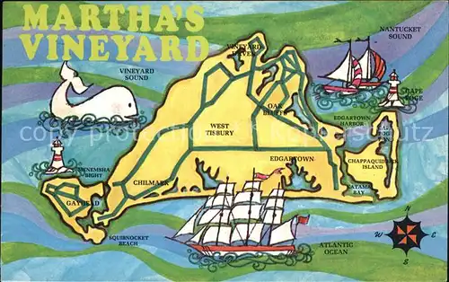 Massachusetts USA Mathals Vineyard Island Lageplan Kat. United States