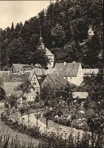 Oybin Blick zum Kurpark und zur Bergkirche Kat. Kurort Oybin