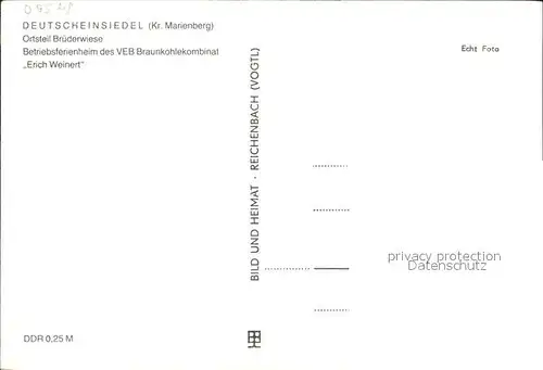 Bruederwiese Betriebsferienheim Erich Weinert / Deutschneudorf /Erzgebirgskreis LKR