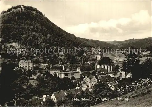 Koenigstein Saechsische Schweiz mit Festung Kat. Koenigstein Saechsische Schweiz