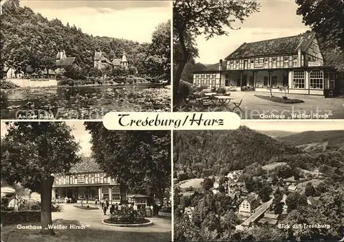 Treseburg Harz An der Bode Gasthaus Weisser Hirsch Garten Ortsblick Kat. Treseburg