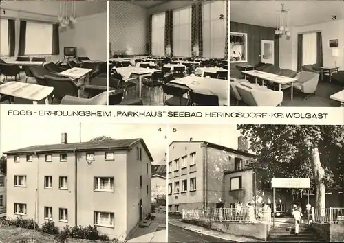 Heringsdorf Ostseebad Usedom FDGB Erholungsheim Parkhaus Seebad Klub und Speiseraum Cafe Bettenhaus Kat. Heringsdorf