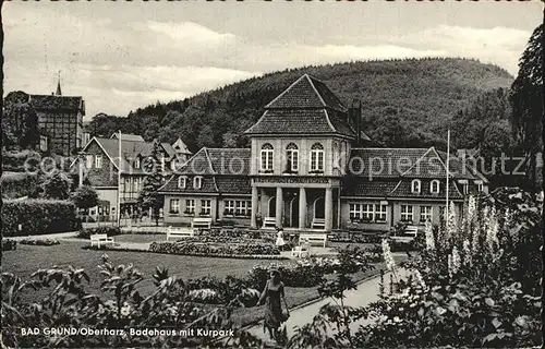 Bad Grund Badehaus mit Kurpark Kat. Bad Grund (Harz)