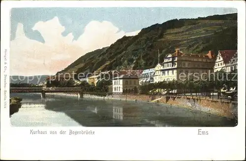 Ems Bad Kurhaus von der Bogenbruecke Kat. Bad Ems