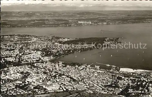 Konstanz Bodensee mit Blick nach Meersburg Fliegeraufnahme Kat. Konstanz