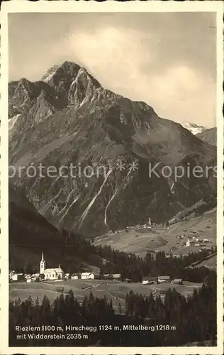 Riezlern Kleinwalsertal Vorarlberg mit Hirschegg und Widderstein Kat. Mittelberg