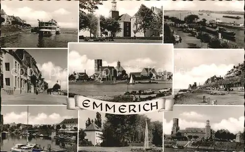 Emmerich Rhein Dampfer Strassenpartie Kirche Park Fontaene Uferpromenade Kat. Emmerich am Rhein