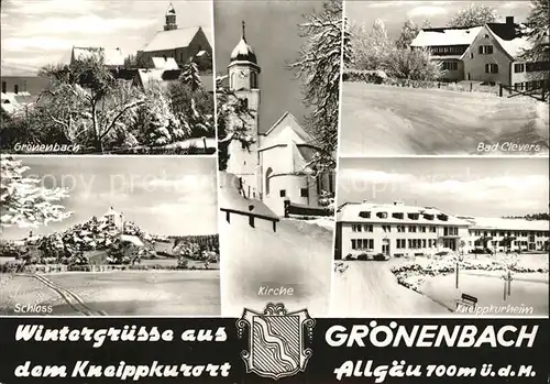 Groenenbach Bad Winterpanorama Schloss Kirche Kneippkurheim Bad Clevers Kat. Bad Groenenbach