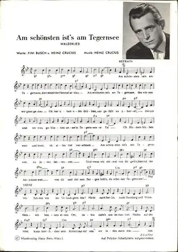 Tegernsee Walzerlied  Komponist Heinz Crucius Kat. Tegernsee