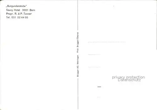Bern BE Burgunderstube Savoy Hotel Kat. Bern