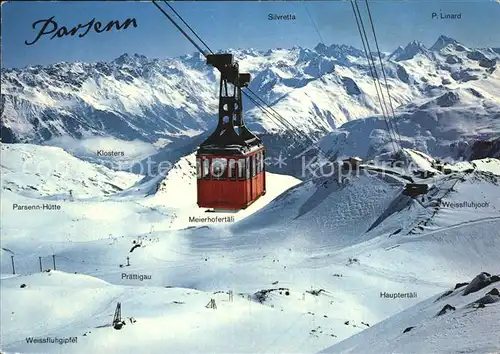 Davos Parsenn GR Weissfluhgipfelbahn gegen Weissfluh und Weissfluhjoch Alpenpanorama / Davos /Bz. Praettigau-Davos
