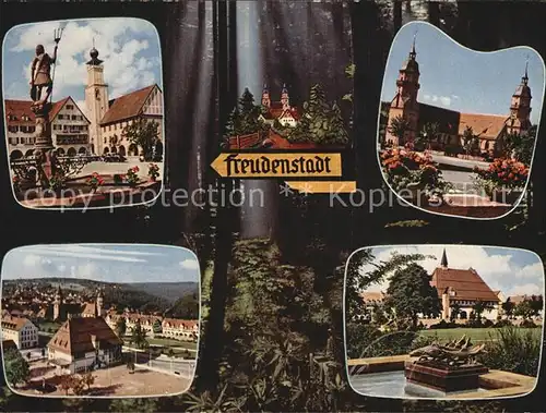 Freudenstadt Markt Brunnen Rathaus Panorama Wasserspeier Kat. Freudenstadt