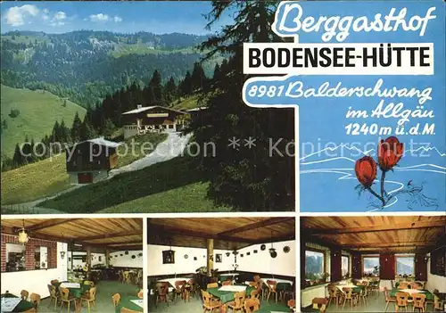 Balderschwang Berggasthof Bodenseehuette Gastraeume Kat. Balderschwang