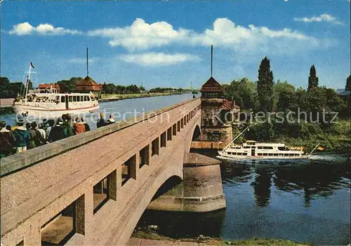 Minden Westfalen Wasserstrassenkreuz Bruecke des Mittellandkanals ueber die Weser Kat. Minden