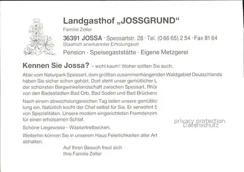 Jossa Schluechtern Landgasthof Jossgrund Kat. Sinntal