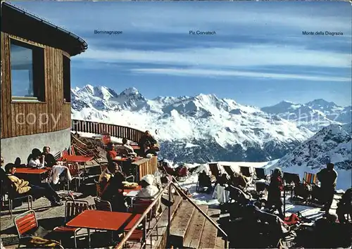 St Moritz GR Gipfelrestaurant mit Piz Nair Kat. St Moritz