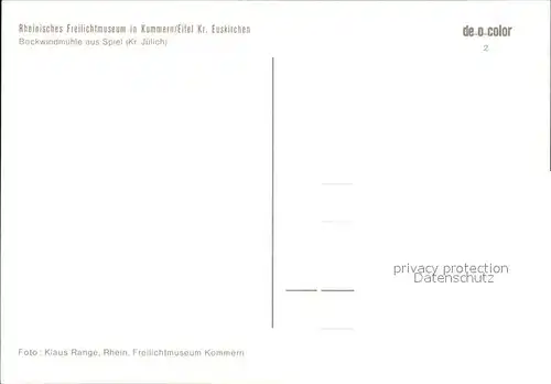 Kommern Mechernich Rheinisches Freilichtmuseum Bochwindmuehle aus Spiel Kat. Mechernich