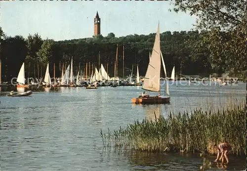 Berlin Havel mit Grunewaldturm Segelboote Kat. Berlin