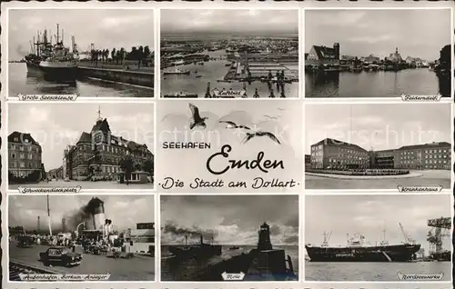 Emden Ostfriesland am Dollart Seehafen Seeschleuse Schweckendieckplatz Hafen Borkum Anleger MoleFalderndelft Krankenhaus Nordseewerke Kat. Emden