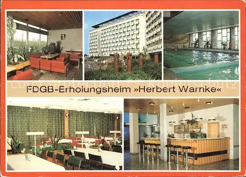Klink Waren FDGB Erholungsheim Herbert Warnke Empfangshalle Schwimmhalle Hallenbar Kat. Klink Waren