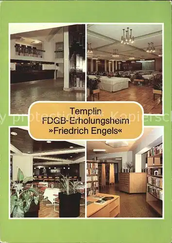 Templin FDGB Erholungsheim Friedrich Engels Empfang Restaurant Dachcafe Kat. Templin