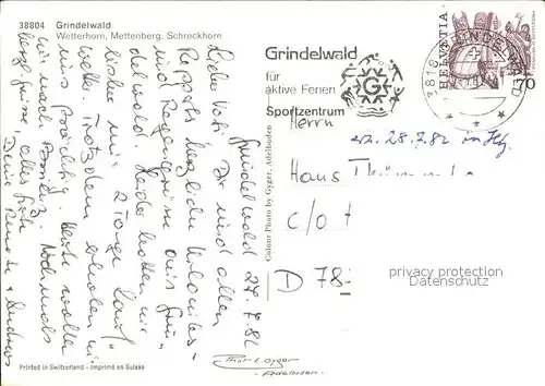 Grindelwald Wetterhorn Mettenberg Schreckhorn Kat. Grindelwald