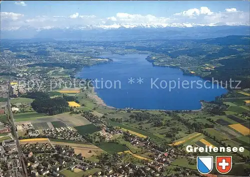 Greifensee Fliegeraufnahme mit Seebecken Schwerzenbach Greifensee Uster Kat. Greifensee
