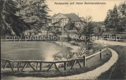 Friedrichroda Parkpartie mit Hotel Reinhardsbrunn Kat. Friedrichroda
