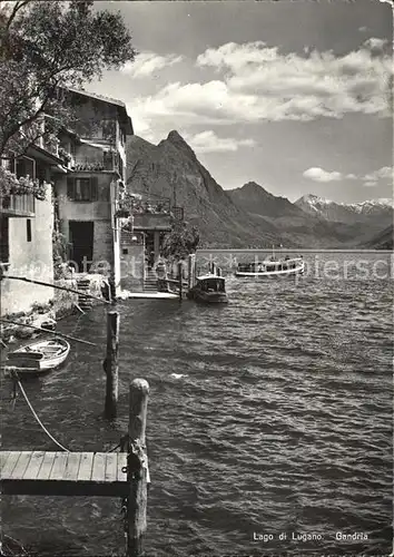 Gandria Lago di Lugano Haeuserpartie am Wasser Luganersee Alpen Kat. Gandria