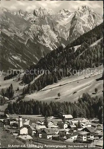 St Anton Arlberg Panorama gegen Parseiergruppe Kat. St. Anton am Arlberg