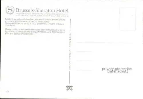 Bruessel Bruxelles Sheraton Hotel Kat. 