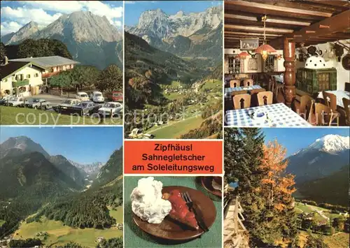 Ramsau Berchtesgaden Berggasthof Pension Zipfhaeusl Gaststube panorama Soleleitungsweg Sahnegletscher Kat. Ramsau b.Berchtesgaden