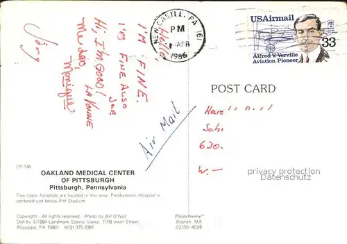 Pittsburg Pennsylvania Oakland Medical Center Fliegeraufnahme Kat. United States