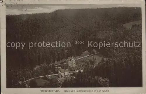 Friedrichroda Blick vom Bismarckfelsen in den Grund Kat. Friedrichroda