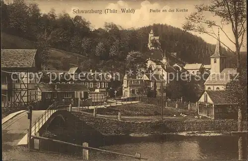 Schwarzburg Thueringer Wald Partie an der Kirche Kat. Schwarzburg