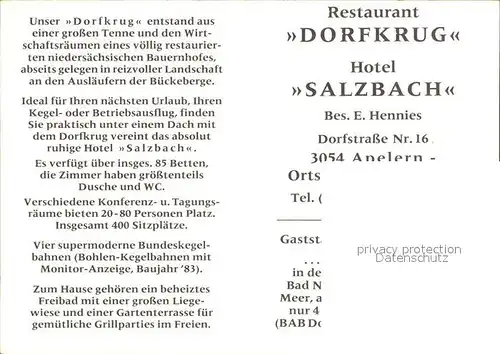 Reinsdorf Apelern Restaurant Dorfkrug Kat. Apelern
